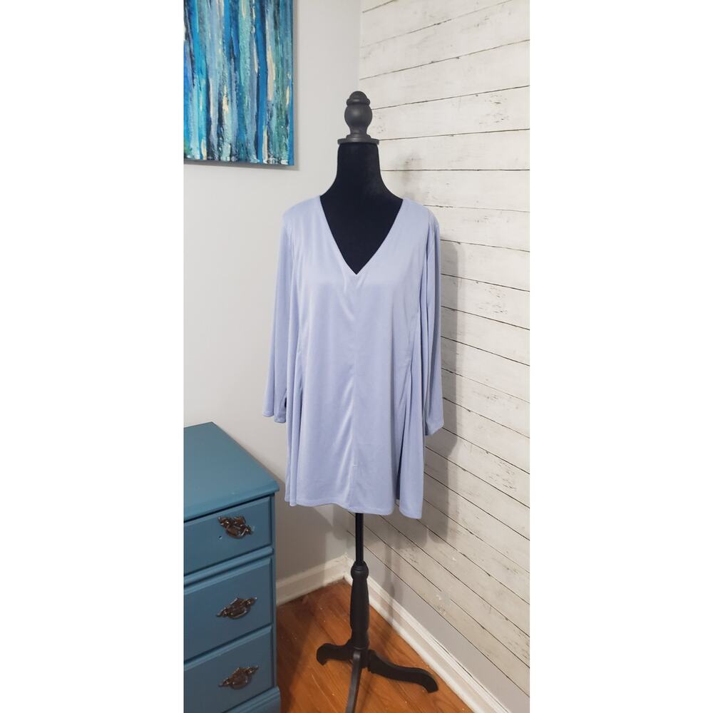 Soft Surroundings Blue 3/4 Sl Pullover V-neck 2x